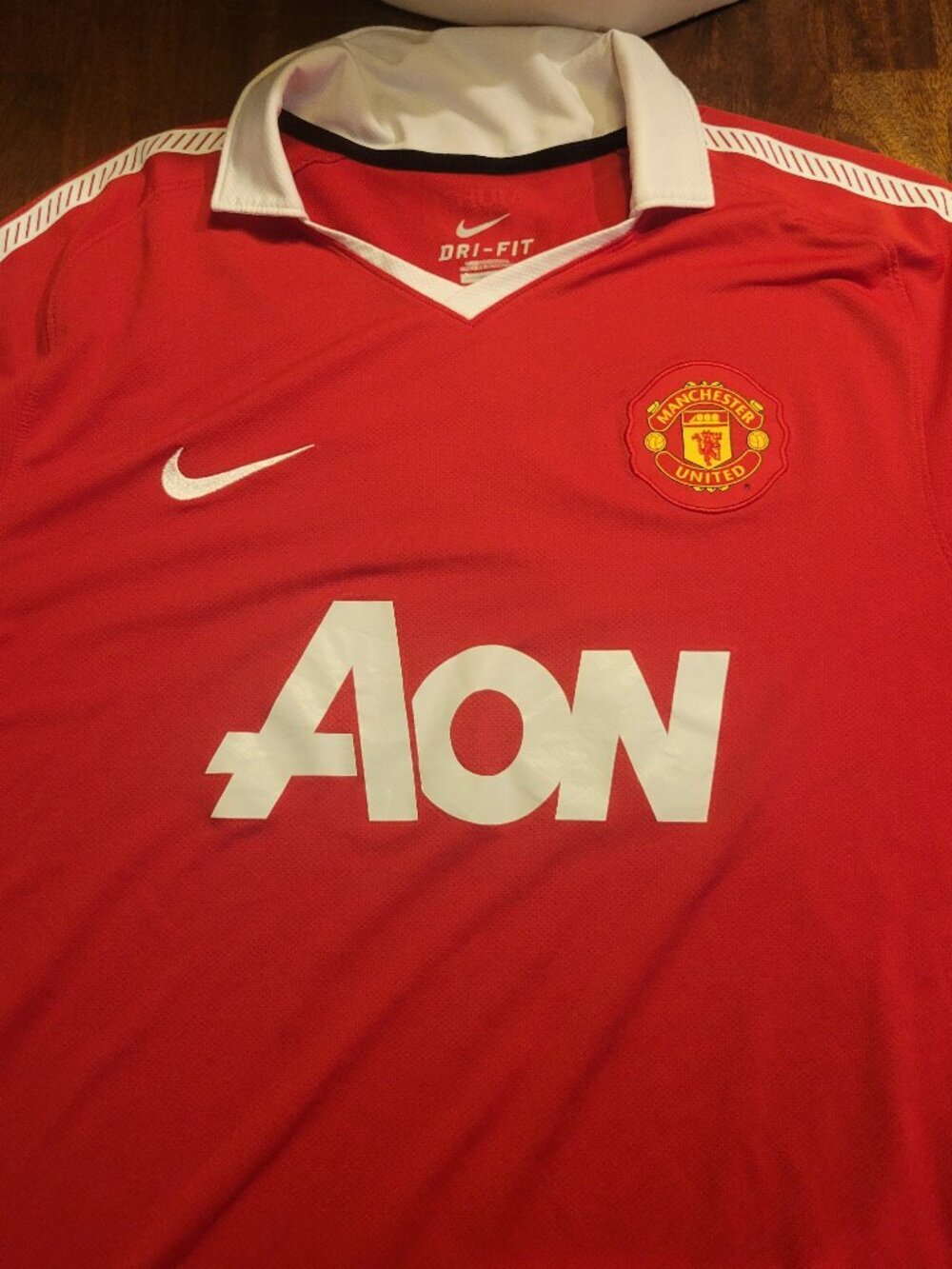 Mens VTG Y2K Dri-Fit Nike 2010-11 Manchester United Soccer Home Jersey Size XL